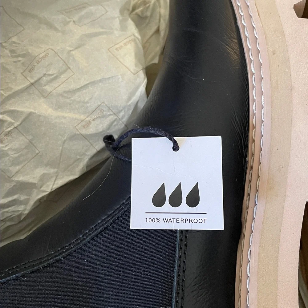 Dolce Vita Moana H2O Waterproof Black Onyx Leather Ankle Booties Size 11